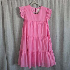 Charles Henry Women's Ruffles Neckline Short Sleeve Dress XS